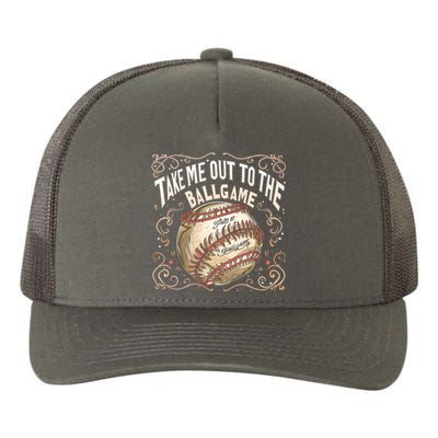 Take Me Out To The Ball Game Baseball Retro Yupoong Adult 5-Panel Trucker Hat