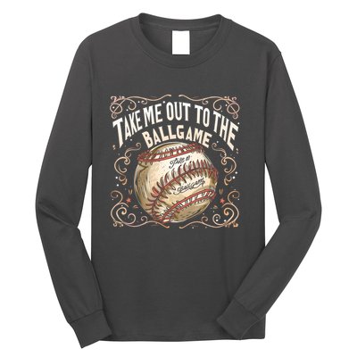 Take Me Out To The Ball Game Baseball Retro Long Sleeve Shirt