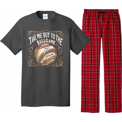 Take Me Out To The Ball Game Baseball Retro Pajama Set