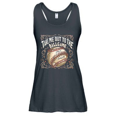Take Me Out To The Ball Game Baseball Retro Ladies Essential Flowy Tank