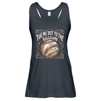 Take Me Out To The Ball Game Baseball Retro Ladies Essential Flowy Tank