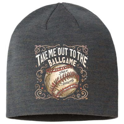 Take Me Out To The Ball Game Baseball Retro Sustainable Beanie