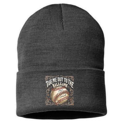 Take Me Out To The Ball Game Baseball Retro Sustainable Knit Beanie