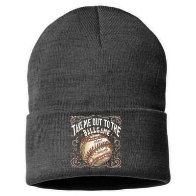 Take Me Out To The Ball Game Baseball Retro Sustainable Knit Beanie