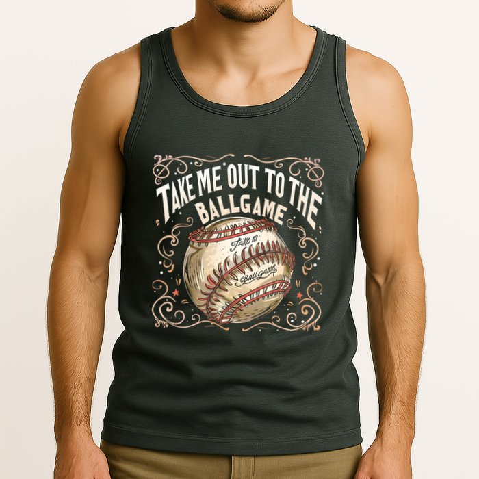 Take Me Out To The Ball Game Baseball Retro Tank Top