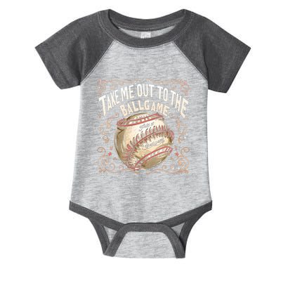 Take Me Out To The Ball Game Baseball Retro Infant Baby Jersey Bodysuit