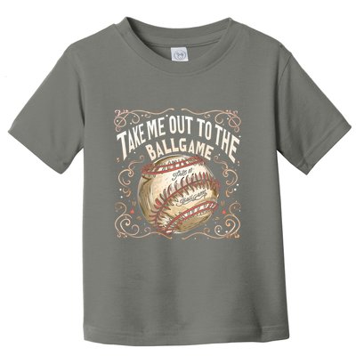 Take Me Out To The Ball Game Baseball Retro Toddler T-Shirt