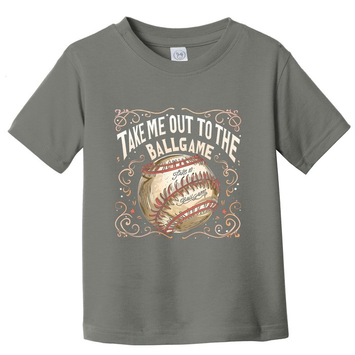 Take Me Out To The Ball Game Baseball Retro Toddler T-Shirt