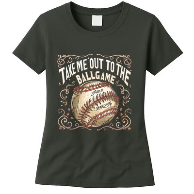 Take Me Out To The Ball Game Baseball Retro Womens T-Shirt