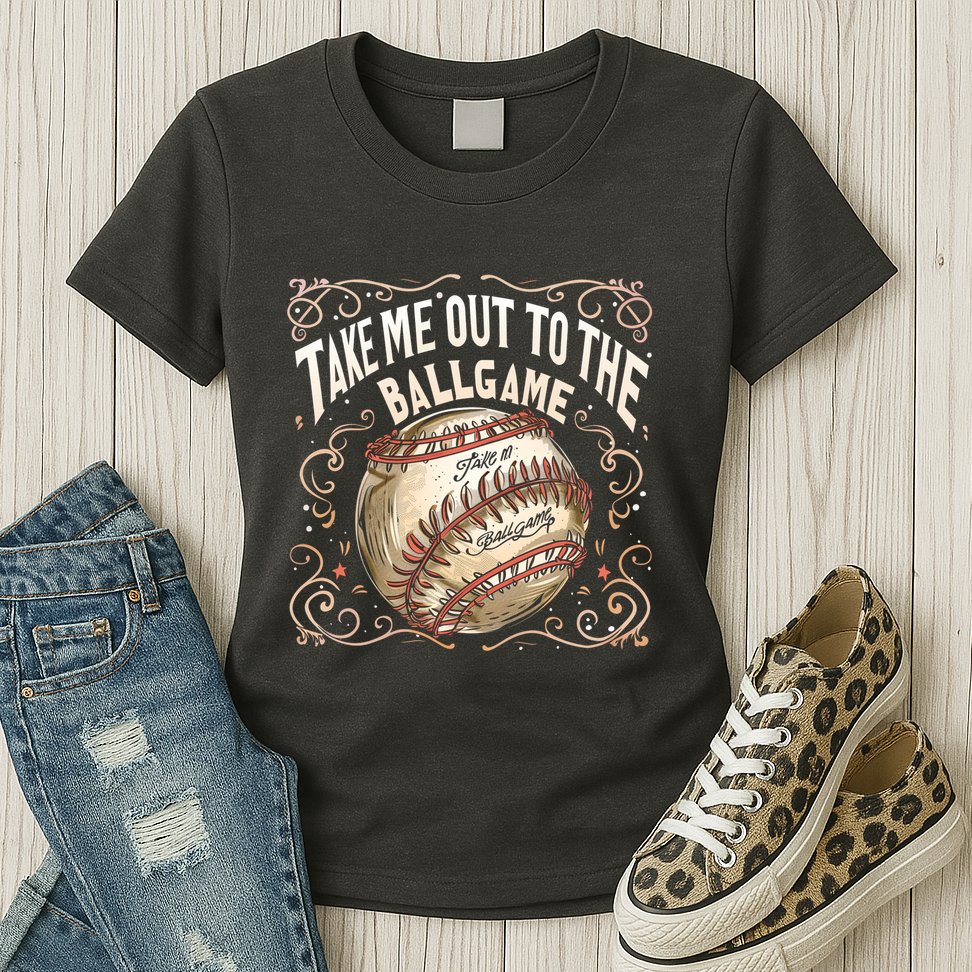 Take Me Out To The Ball Game Baseball Retro Womens T-Shirt