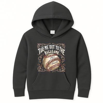 Take Me Out To The Ball Game Baseball Retro Kids Hoodie