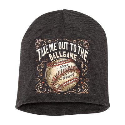 Take Me Out To The Ball Game Baseball Retro Short Acrylic Beanie
