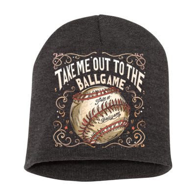 Take Me Out To The Ball Game Baseball Retro Short Acrylic Beanie