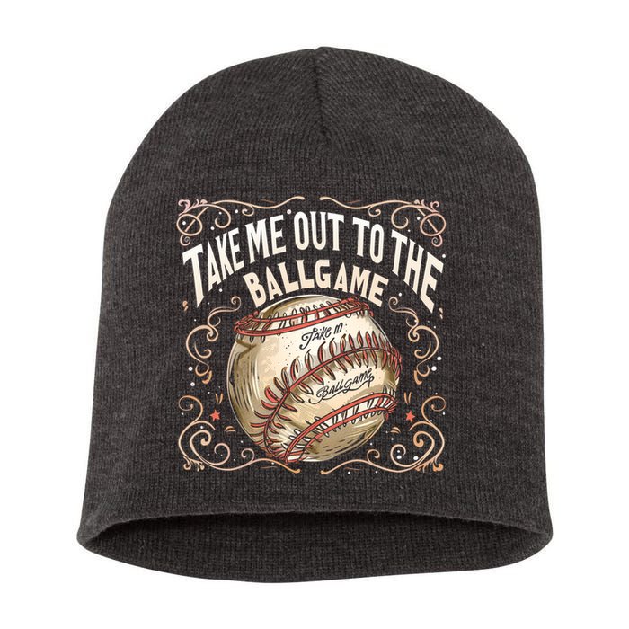 Take Me Out To The Ball Game Baseball Retro Short Acrylic Beanie