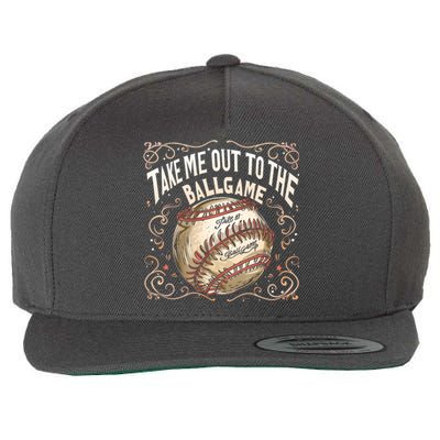 Take Me Out To The Ball Game Baseball Retro Wool Snapback Cap