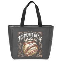 Take Me Out To The Ball Game Baseball Retro Zip Tote Bag