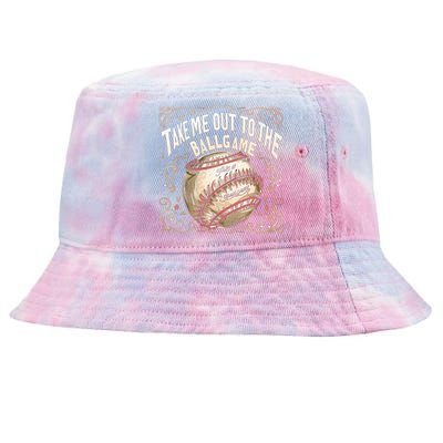 Take Me Out To The Ball Game Baseball Retro Tie-Dyed Bucket Hat