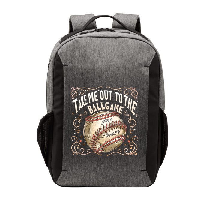Take Me Out To The Ball Game Baseball Retro Vector Backpack