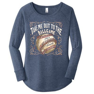 Take Me Out To The Ball Game Baseball Retro Women's Perfect Tri Tunic Long Sleeve Shirt