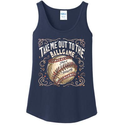 Take Me Out To The Ball Game Baseball Retro Ladies Essential Tank