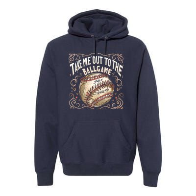 Take Me Out To The Ball Game Baseball Retro Premium Hoodie