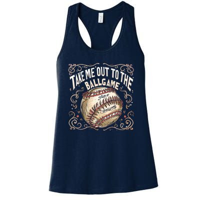 Take Me Out To The Ball Game Baseball Retro Women's Racerback Tank