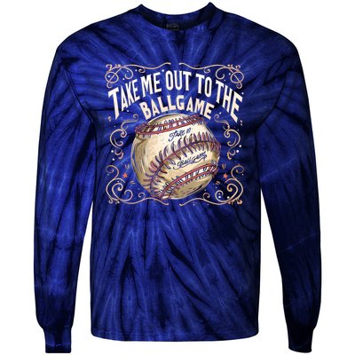 Take Me Out To The Ball Game Baseball Retro Tie-Dye Long Sleeve Shirt