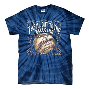 Take Me Out To The Ball Game Baseball Retro Tie-Dye T-Shirt