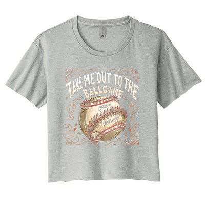 Take Me Out To The Ball Game Baseball Retro Women's Crop Top Tee