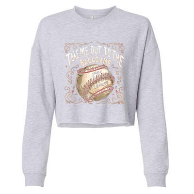 Take Me Out To The Ball Game Baseball Retro Cropped Pullover Crew