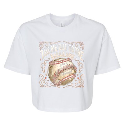 Take Me Out To The Ball Game Baseball Retro Bella+Canvas Jersey Crop Tee