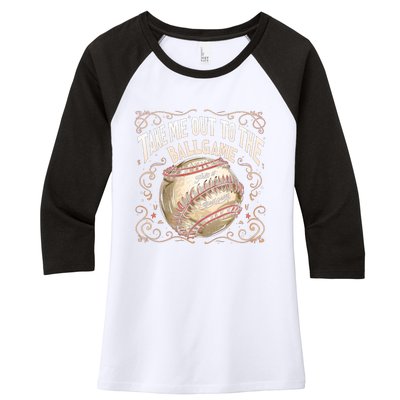 Take Me Out To The Ball Game Baseball Retro Women's Tri-Blend 3/4-Sleeve Raglan Shirt