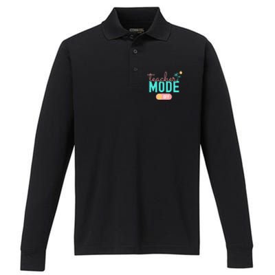 Teacher Mode Off Happy Last Day Of School Summer Break Funny Performance Long Sleeve Polo