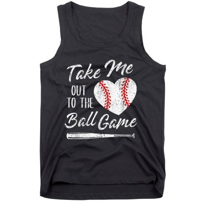 Take Me Out To The Ball Game Baseball Heart Cute Mothers Day Tank Top