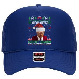 Trump Make Our America Great Again Ugly Christmas Sweater Gift High Crown Mesh Back Trucker Hat