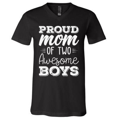 Two Mom of 2 Mother's Day V-Neck T-Shirt