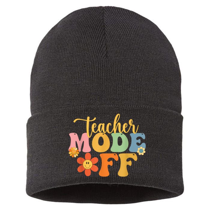 Teacher Mode Off Happy Last Day Of School Summer Break Funny Sustainable Knit Beanie