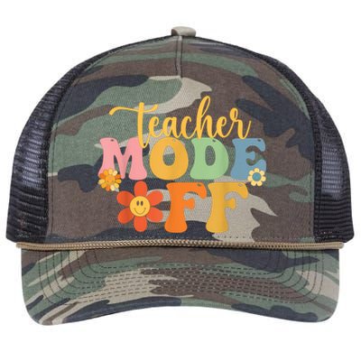 Teacher Mode Off Happy Last Day Of School Summer Break Funny Retro Rope Trucker Hat Cap