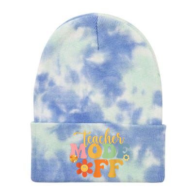 Teacher Mode Off Happy Last Day Of School Summer Break Funny Tie Dye 12in Knit Beanie