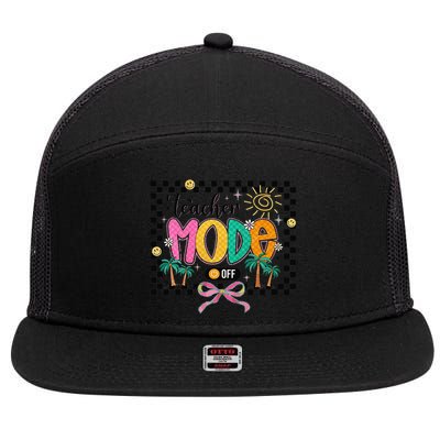 Teacher Mode Off End Of The Year Hello Summer 7 Panel Mesh Trucker Snapback Hat