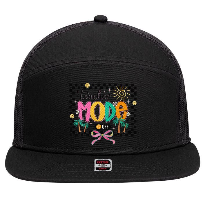 Teacher Mode Off End Of The Year Hello Summer 7 Panel Mesh Trucker Snapback Hat