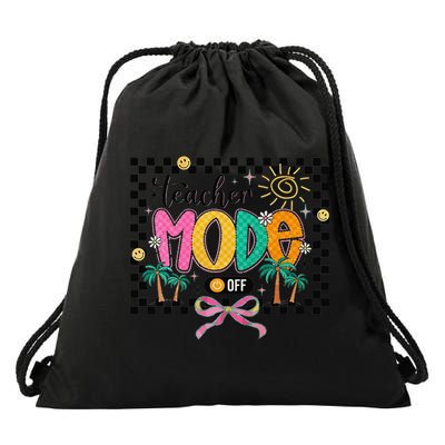 Teacher Mode Off End Of The Year Hello Summer Drawstring Bag