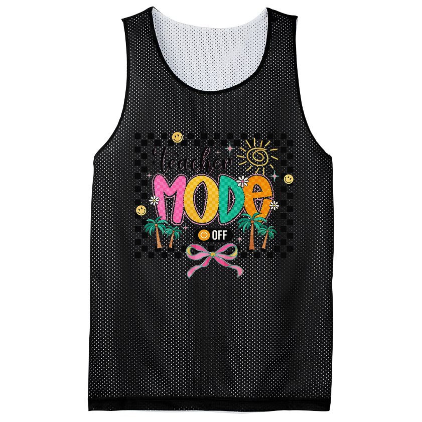 Teacher Mode Off End Of The Year Hello Summer Mesh Reversible Basketball Jersey Tank