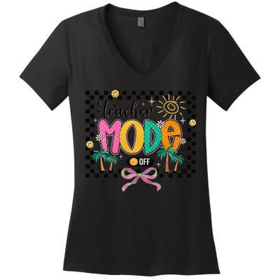 Teacher Mode Off End Of The Year Hello Summer Women's V-Neck T-Shirt
