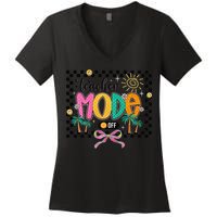 Teacher Mode Off End Of The Year Hello Summer Women's V-Neck T-Shirt