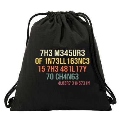 The Measure Of Intelligence Is The Ability To Change Vintage Drawstring Bag