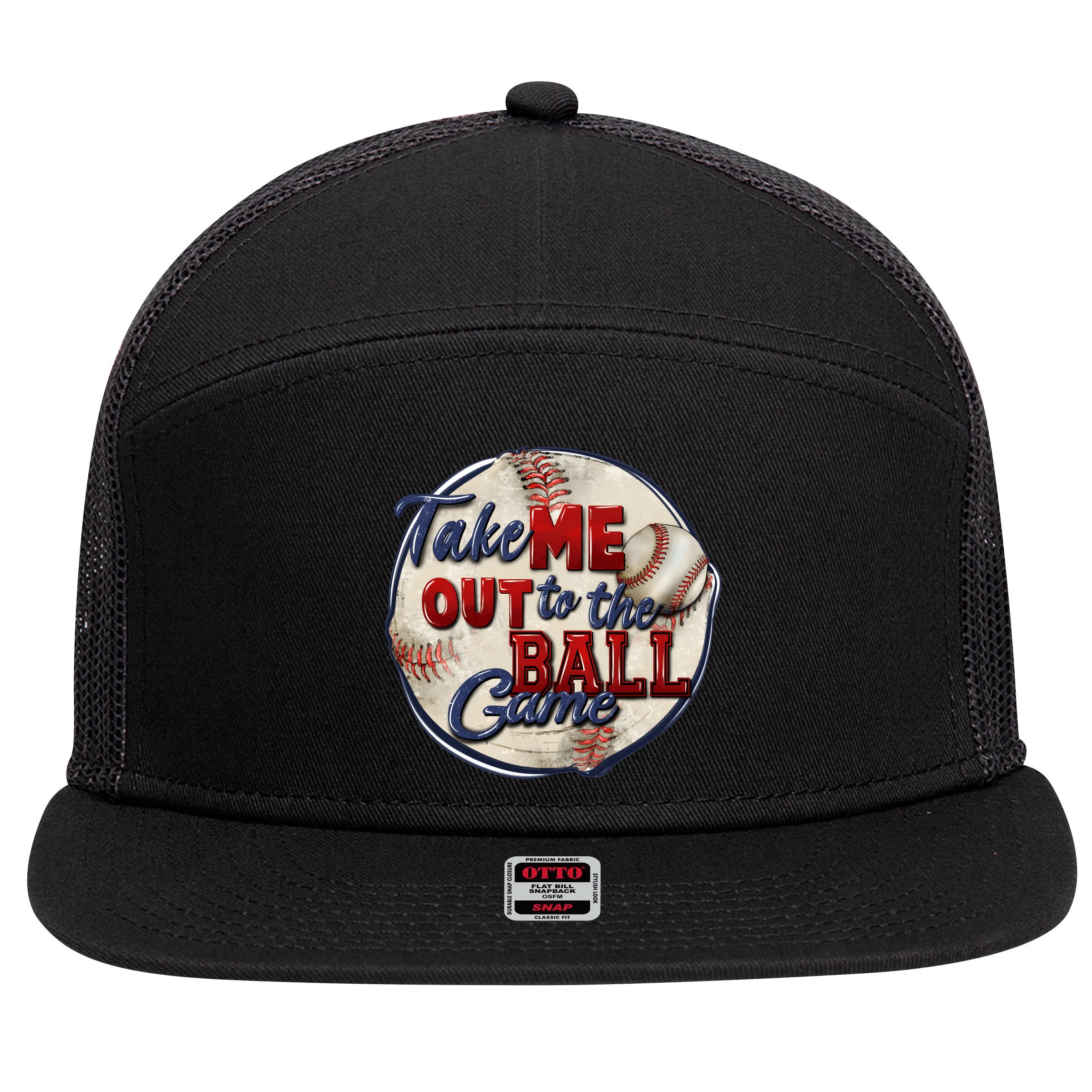 Take Me Out To The Ball Game Baseball Vintage Player Fans 7 Panel Mesh Trucker Snapback Hat