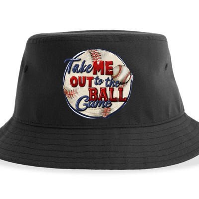 Take Me Out To The Ball Game Baseball Vintage Player Fans Sustainable Bucket Hat