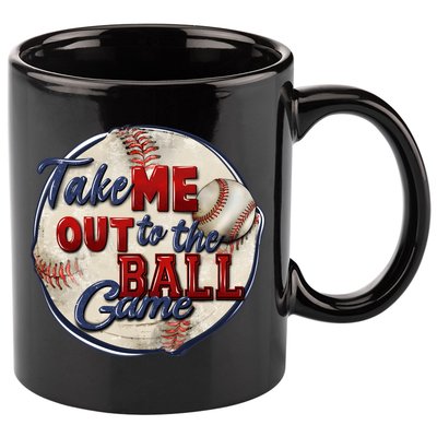 Take Me Out To The Ball Game Baseball Vintage Player Fans 11oz C Handle Ceramic Mug