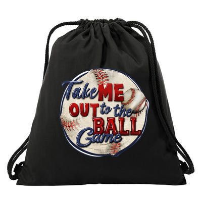 Take Me Out To The Ball Game Baseball Vintage Player Fans Drawstring Bag